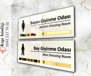 Altın Aynalı Bay Bayan Giyinme Odası Kapı İsimliği