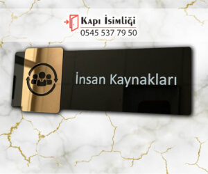 Bronz Aynalı Siyah İnsan Kaynakları Kapı İsimliği
