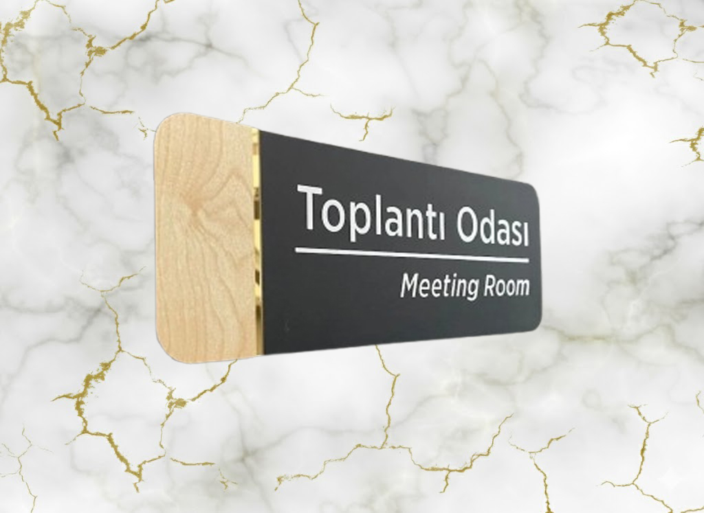 Ahşap Meşe Serisi Toplantı Odası Kapı İsimliği